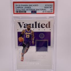 LeBron James 2019 Panini Encased Vaulted Veteran Game-Worn Jersey Material /149 PSA 10 GEM MINT