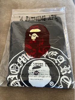Black chrome heart bape tee size M