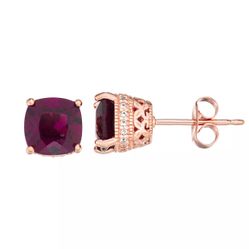 Rhodolite Garnet &  White Sapphire earrings set in 14k Rose Gold
