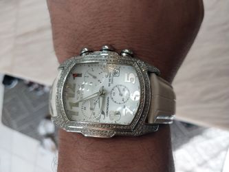 Invicta model 2214 diamond pave watch after market leather band 4 cttw natural diamonds hard to find Non On Ebay