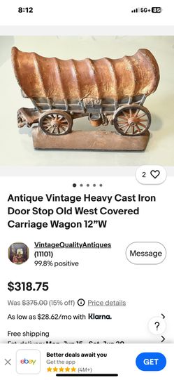 Barn Fine Anti age Vintage Heavy Cast Iron Door Stop Old West Covered. Carriage Wagon 12” W