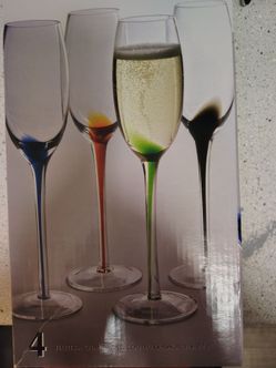 Artland Splash Collection 4 piece 7oz wine flute glasses
