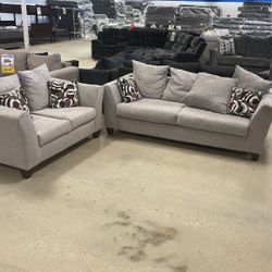 Grey Loveseat And Sofa