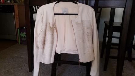 GUESS zip front faux leather jacket