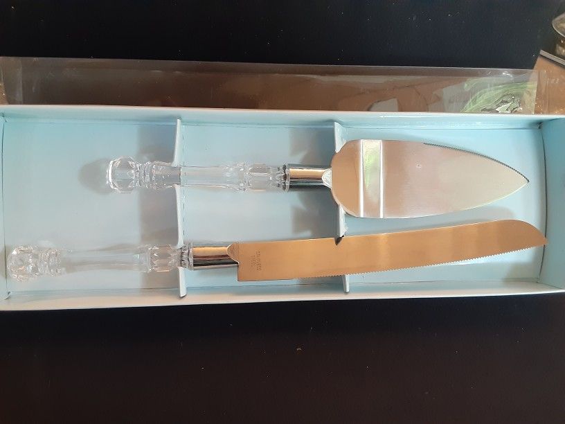 Clear Acrylic WEDDING CAKE KNIFE SET