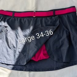 Womens Bathingsuit Swimsuit Bottom Only Skorts By Free Country Gray & Hot Pink Large 34-36  Maybe Use As A Tennis Skort  East Or West