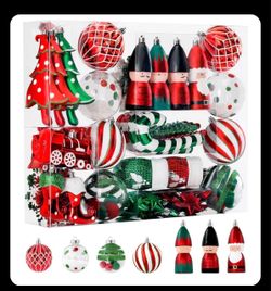 Alupssuc 95pcs Christmas Balls Ornaments Set, Shatterproof Plastic Baubles, Soldiers, Christmas Socks for Xmas Tree Retail $55