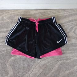 NIKE PRO COMBAT WOMEN'S PINK BLACK COMPRESSION LINED ATHLETIC SHORTS SZ SMALL