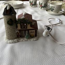 Department 56 lighted Christmas barn  with stone tower