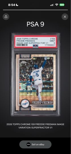 2026 Topps Chrome Freddie Freeman Superfractor 1/1 PSA 9