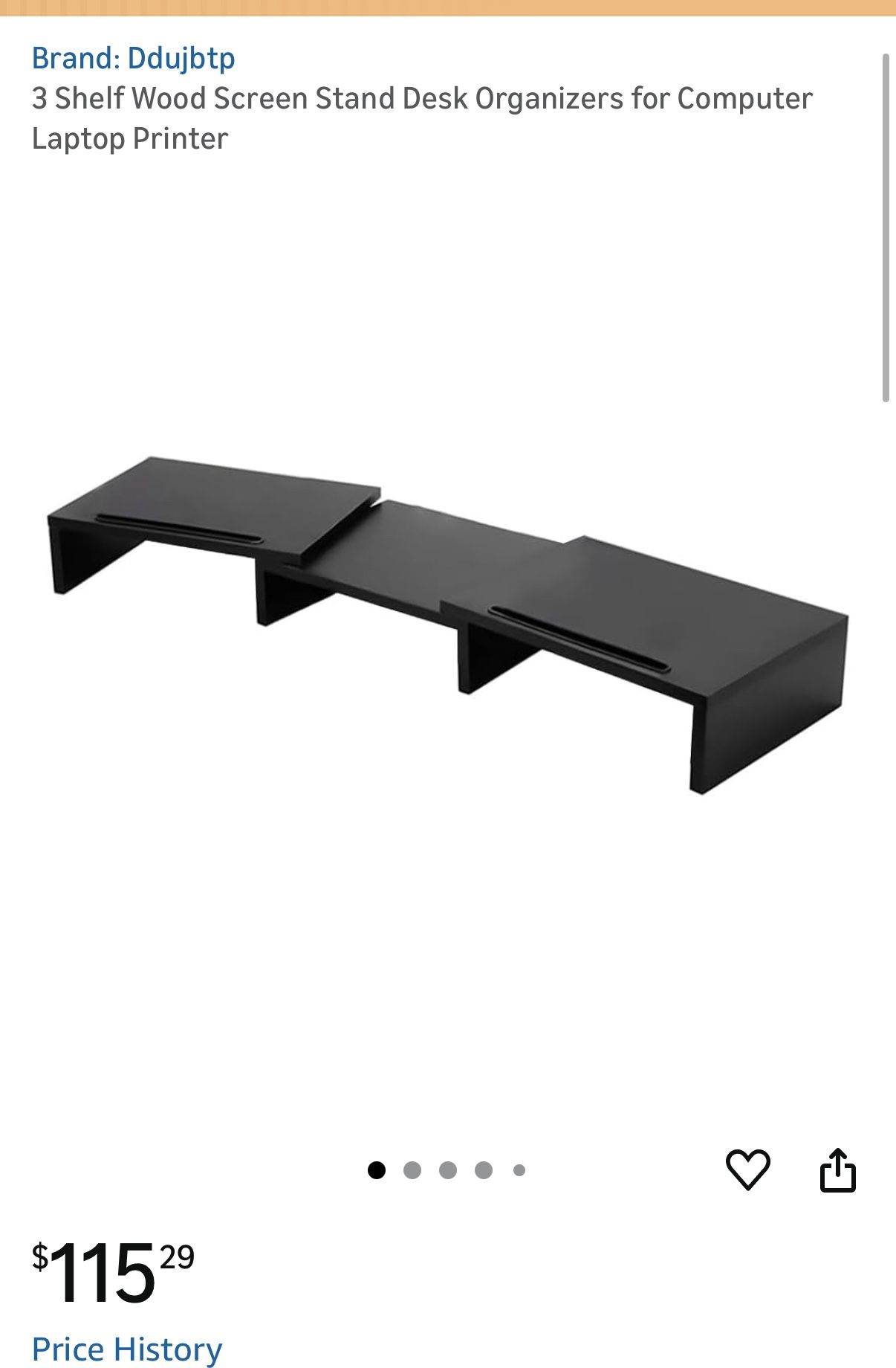 3 Shelf Wood Screen Stand Desk Organizers for Computer Laptop Printer