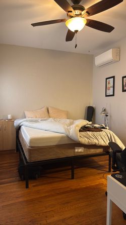 Queen Size Guest Bed with Box Spring and Metal Frame