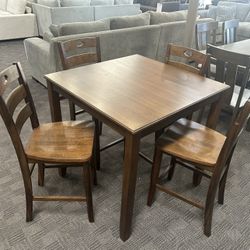 Dark Oak Counter Height Table Set 