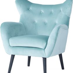 Brand New Christopher Home Seigfried Club Chair in Light Blue Textile with Arm Rest