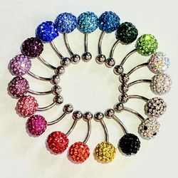Shamballa Belly Button Ring Navel 14g CZ