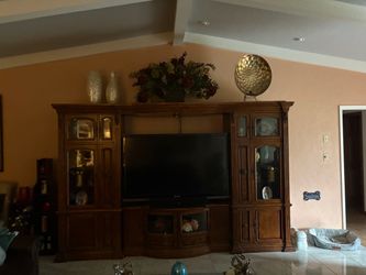 Large Wood Entertainment Center Unit