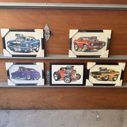 Muscle machines car prints framed and ready to hang  11x17 all are new $25 each