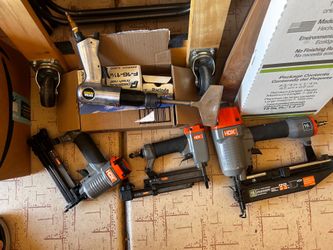 Saw jigsaw orbital sander drill bits battery charger, compressor tools, nail guns, finishing nails