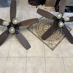 Hunter 52” 5 Blade Ceiling Fan 3 Light Matching $75 Each 