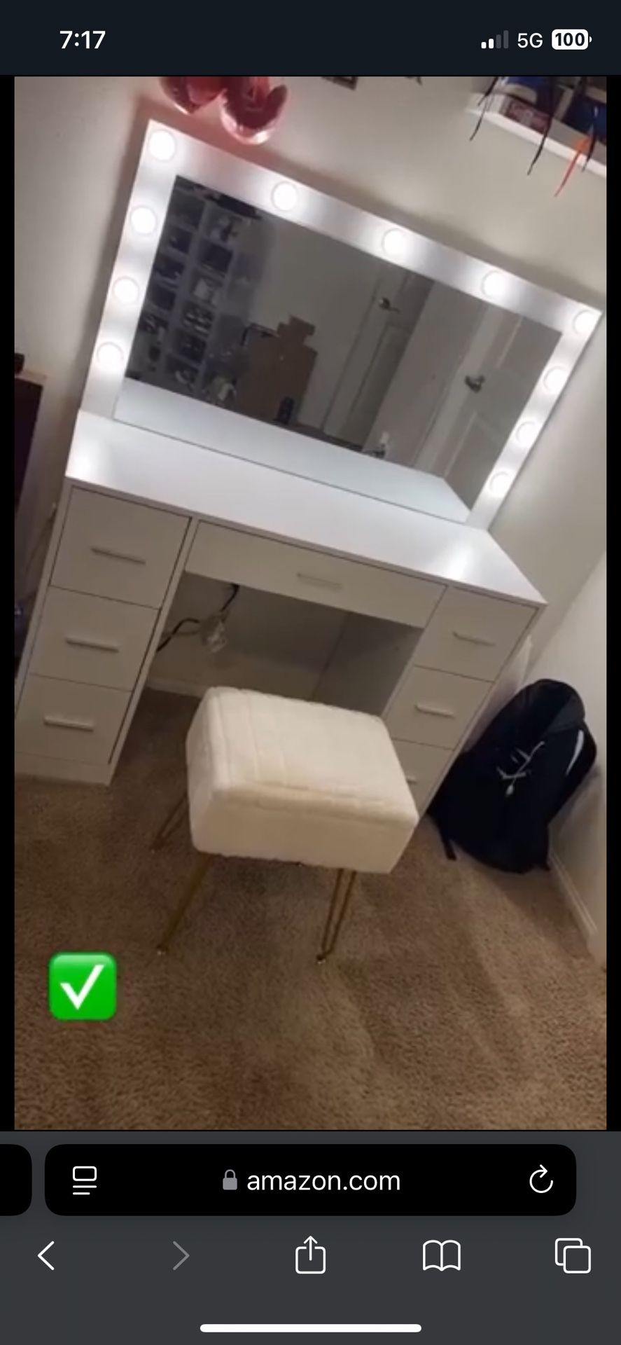 Vanity Table, Makeup Table with Lighted Mirror *SHIPPING ONLY*