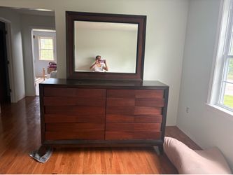 King size bed room set like new brown color