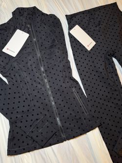 Lululemon Black Polka Dot Define Jacket and Matching Leggings Set