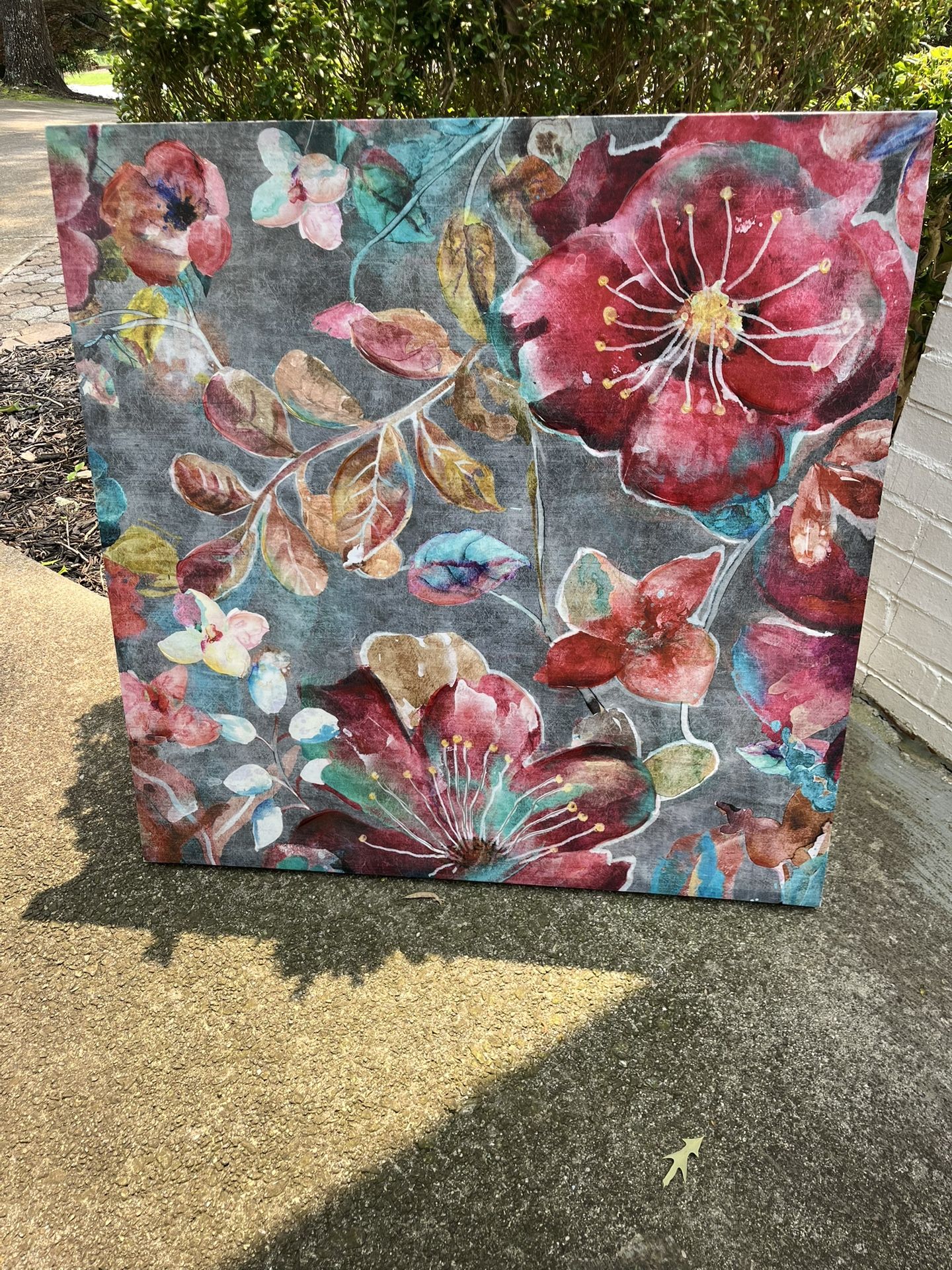 LARGE FLORAL CANVAS WALL ART 36”X36”
