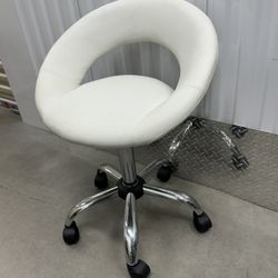 White Round Desk/Vanity Swivel Chair
