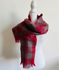 Red Plaid Scarf - Women's Accessory 10/64 inches