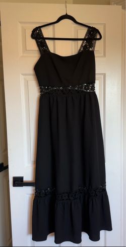 Black Maxi Dress with Lace Detail