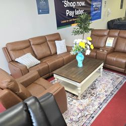 Genuine Leather Top Grain Leather Power Reclining Livingroom Furniture Sectional Couches Sofa Furniture 