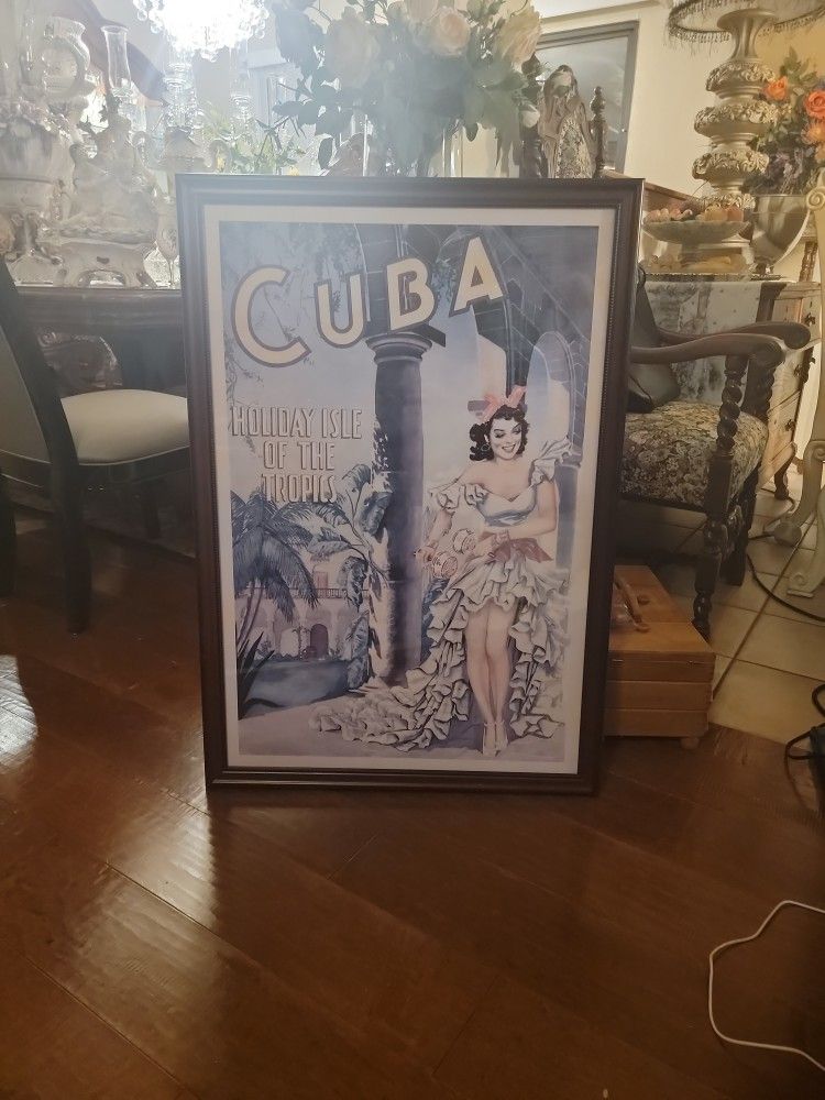 24by 36 Cuba Holiday Isle Of The Tropics Picture With Beautiful Frame