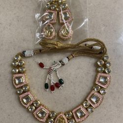 Light pink meenakari enamel kundan chocker