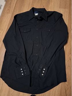 Wrangler Men's Black Long-Sleeve Western Snap Button Up Shirt