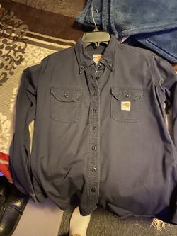 CARHARTT MEN'S FR SOLID LONG SLEEVE BUTTON-DOWN WORK SHIRT 2112 CAT 2 Size S