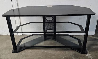 Modern Black Glass Corner TV Stand