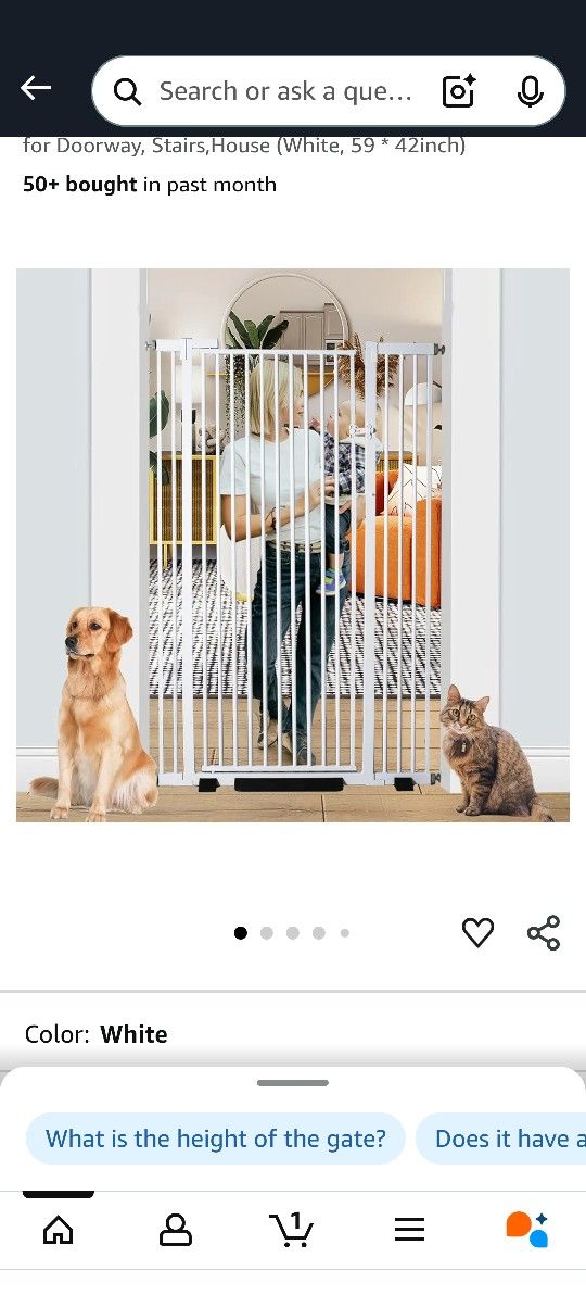 Extra Tall White Metal Pet Gate