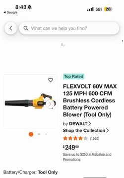 DEWALT FLEXVOLT 60V MAX Cordless Blower Tool Only