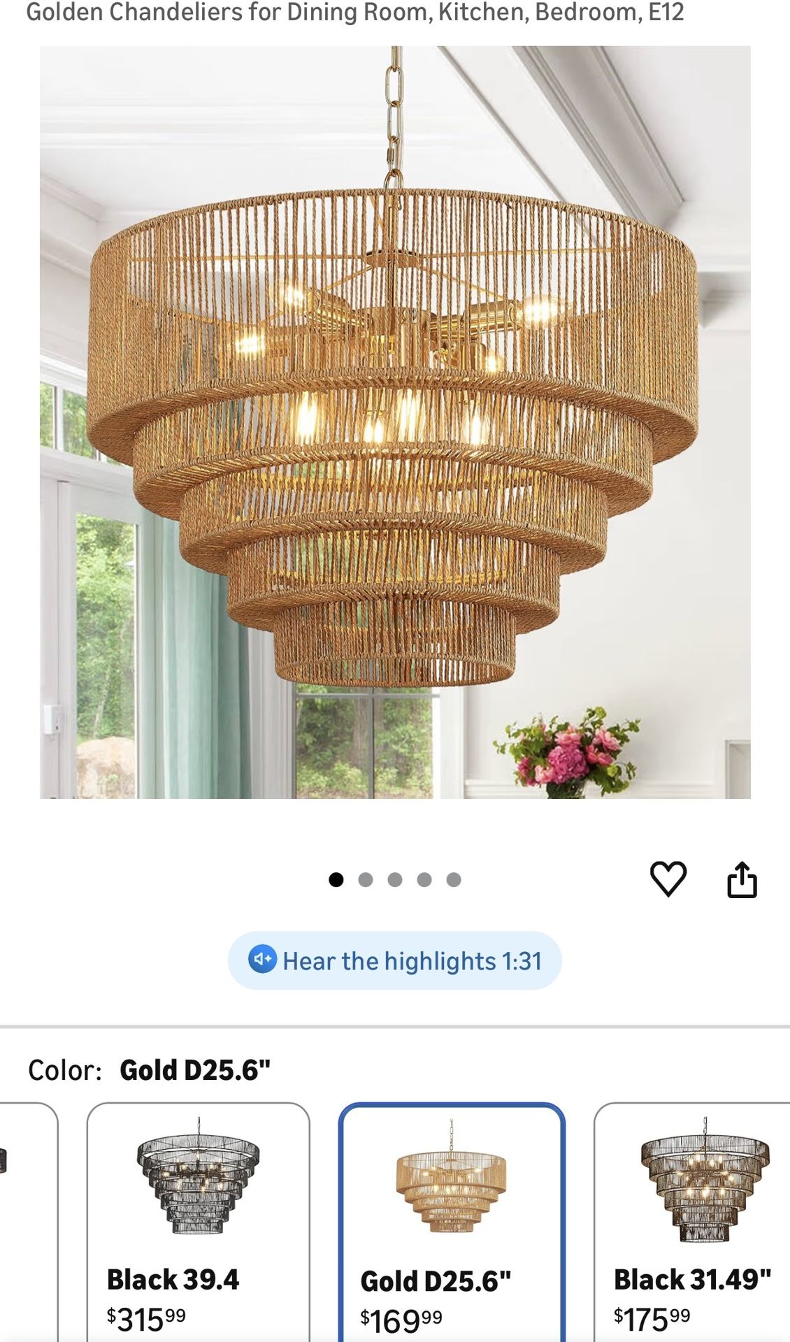 Bohemian Jute Rope Chandelier Light Fixture