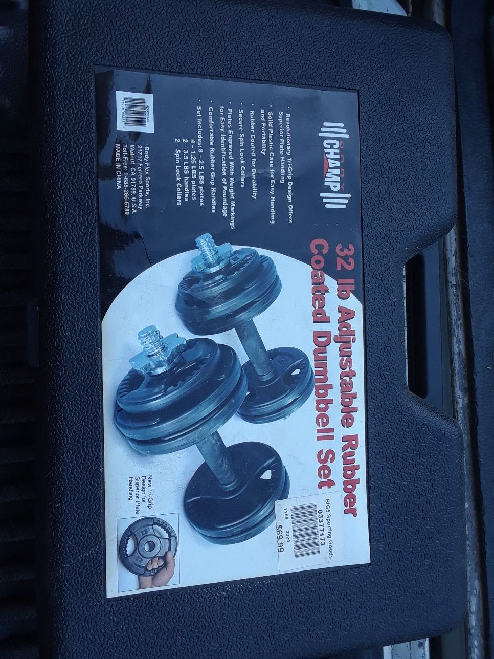 32 lb adjustable dumbbell set.