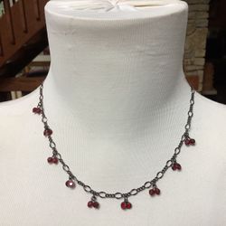 Choker Necklace with Red Beads 16 inch