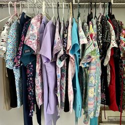 FOR  SALE-  NEW  NURSING TOPS  ALL  COLORS /  2  PANTS   BLUE  / PURPLE 