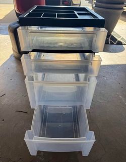 2:4 drawer plastic storage cart on wheels