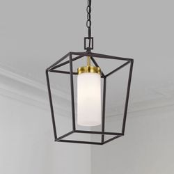 1-Light 9-inch Lantern Pendant Cage Chandelier Fixture Kitchen Dining Room Lamp Metal 