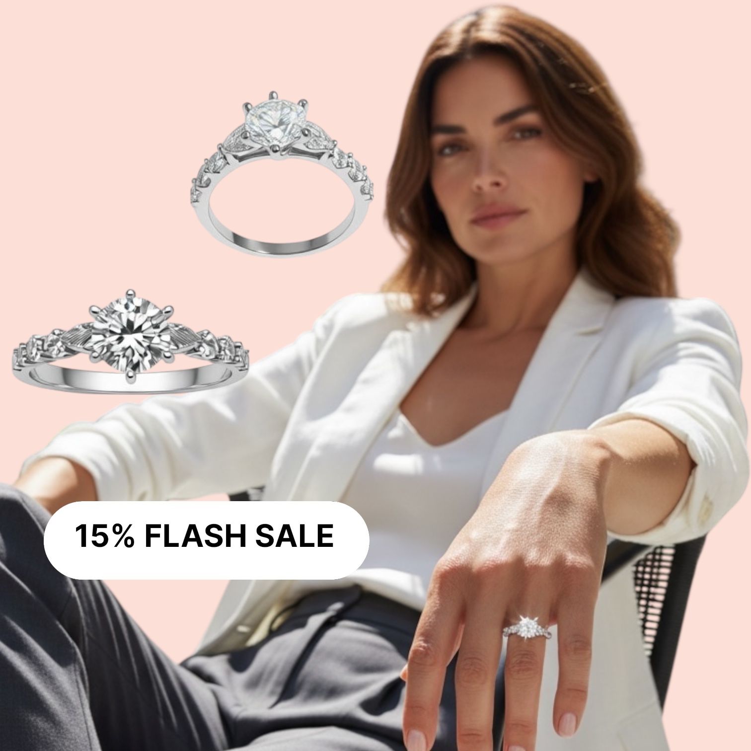 925 Sterling Silver Women’s Anniversary Ring 5 Stone Cubic Zirconia Ring