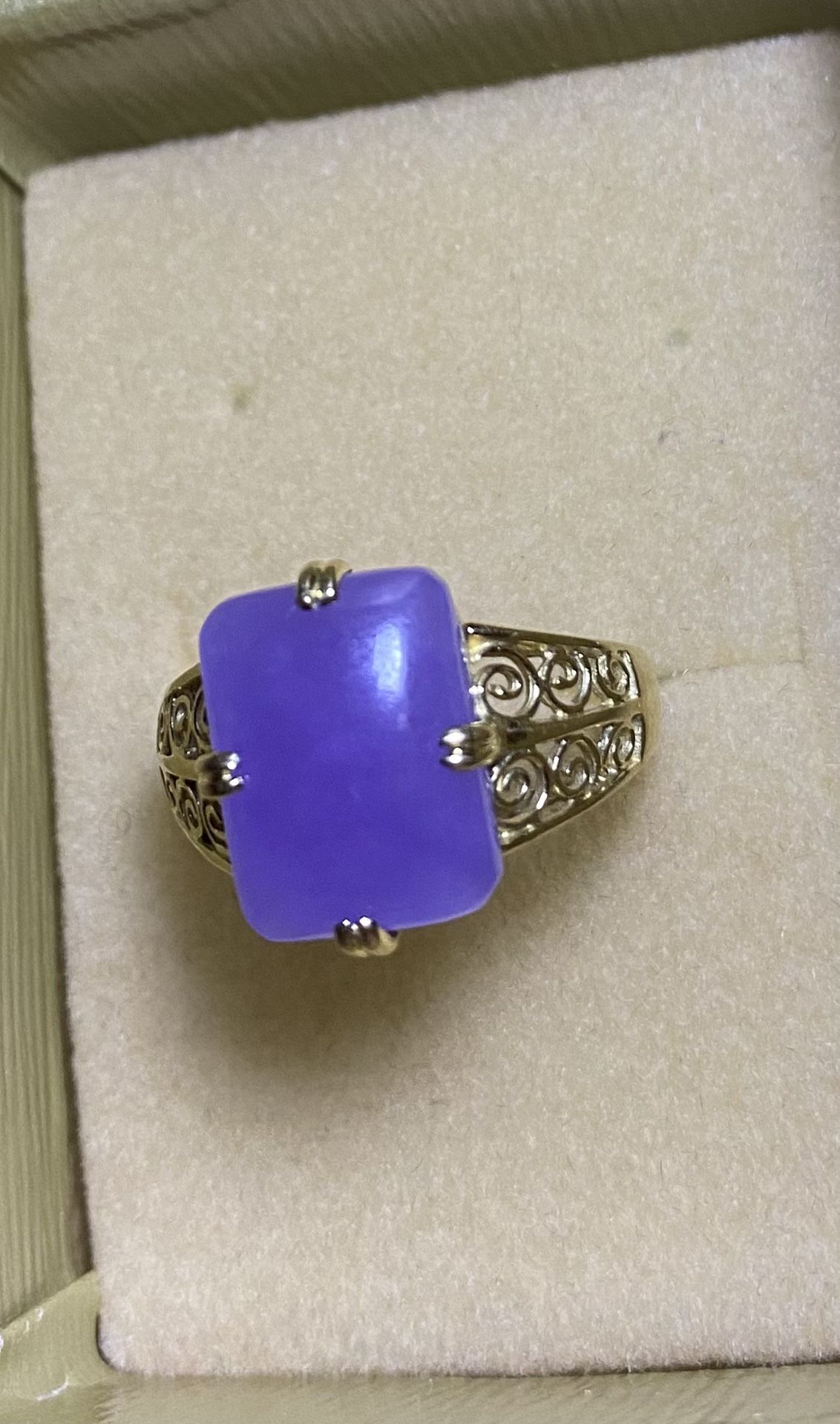 Purple Jade 14k Gold Ring