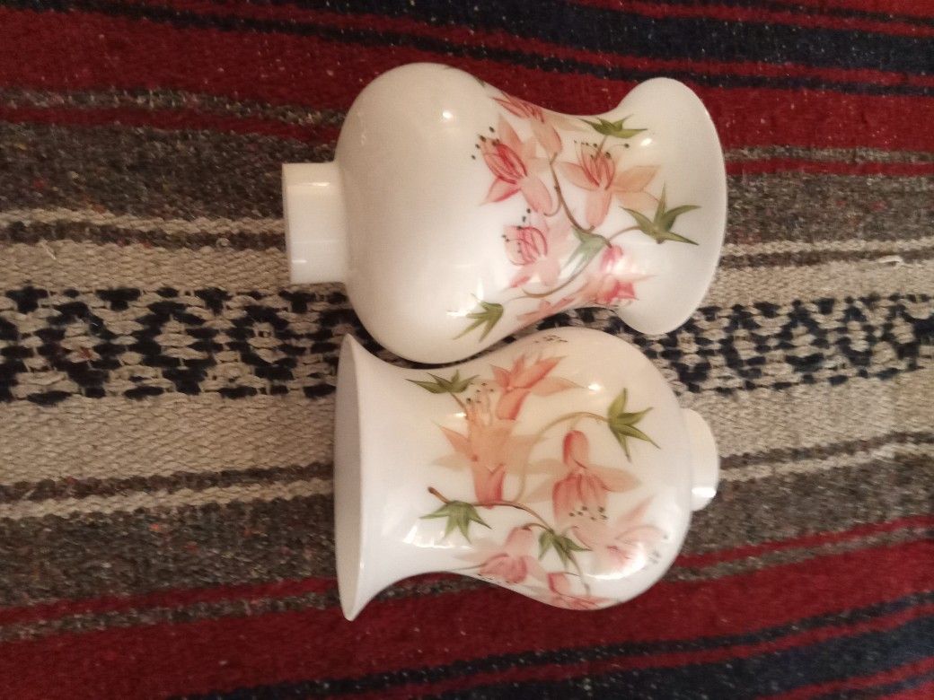 Hand Painted Milk Glass Lampshades
