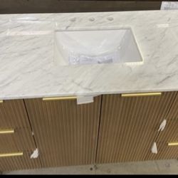 NOVA 55" MARBLE TOP SINGLE SINK VANITY