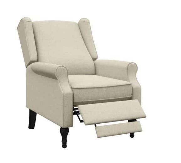 StyleWell Reedbury Biscuit Tan Upholstered Wingback Pushback Recliner NEW