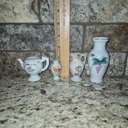 Lot Of 4 Miniature Porcelain Vases And Pitchers